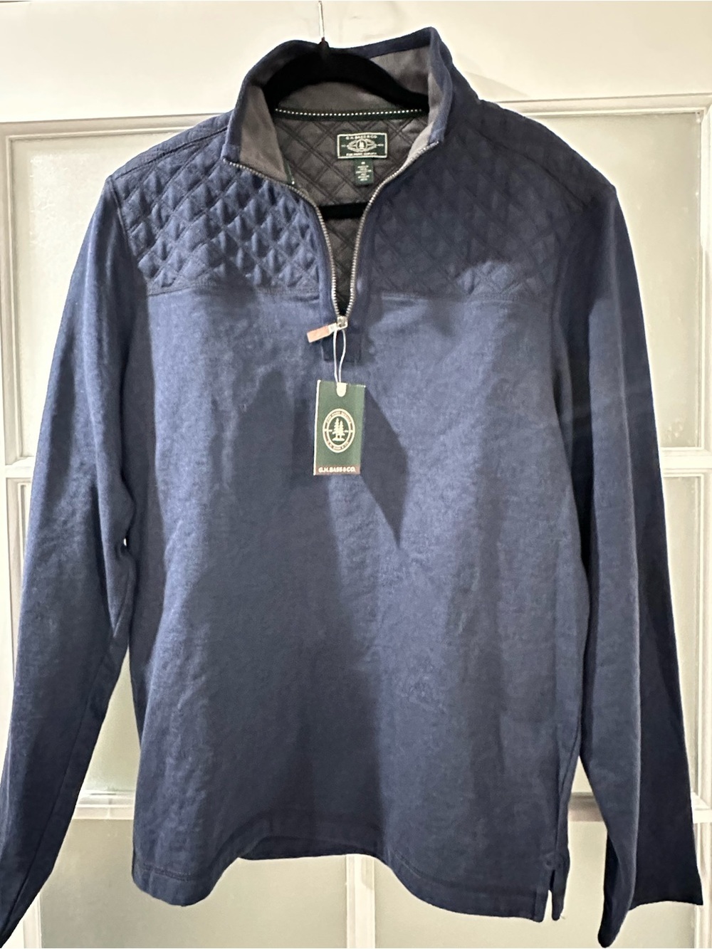 G.H. Bass & Co. Navy Quilted Quarter Zip Pullover Men’s Medium NWT